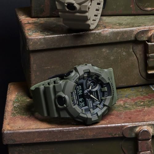Casio Men's Watch XL Series G-Shock Quartz 200M Water Resistant Shock Resistant, Durable Matte Olive Green Resin Finish, Men’s Wrist Watches, Rugged Digital Casio G-Shock for Men (Model GA-700UC-3ACR)