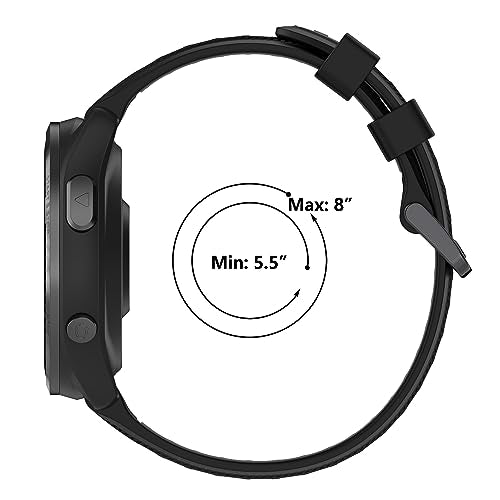 TopPerfekt Band Compatible with Garmin Forerunner 965, Soft Silicone Replacement Watch Band Strap for 965 Smart Watch for Women Men Black - Grey