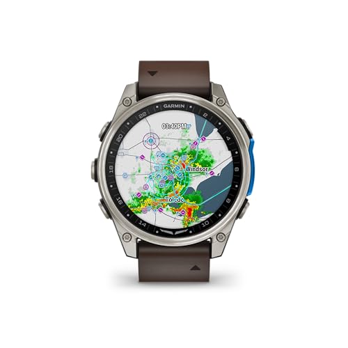 Garmin D2™ Mach 2 – 47 mm, Premium Aviator Smartwatch with GPS, Advanced Flight Maps, LED Flashlight, Built-in Microphone/Speaker for Calls and Texts, Titanium with Oxford Brown Leather Band