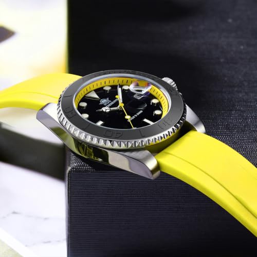 ADDIESDIVE Casual Men's Dive Watch 200 M Waterproof Luminous Yellow Rubber Band Analog Quartz Watches for Men