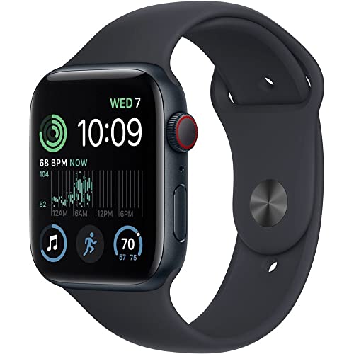 Apple Watch SE (2nd Gen) (GPS + Cellular, 40mm) - Midnight Aluminum Case with Midnight Sport Band, M/L (Renewed)