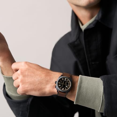 Fossil Men's Machine Big Tic Brown Leather Watch (Model: FS6165)