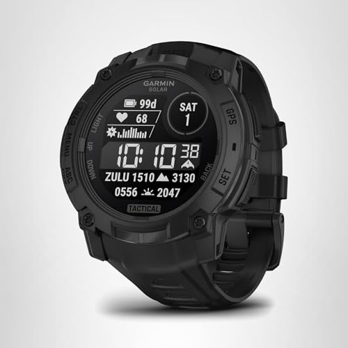 Garmin Instinct® 3 Tactical Edition, 45mm, Solar Charged Display, Rugged Outdoor GPS Smartwatch