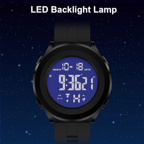 BASUMIU Black Waterproof Work Luxury Dress Tactical Dive Military Digital Man Watches for Men Sports Nice Classic Mens Watches Diver Day Date Running Cool Large Face