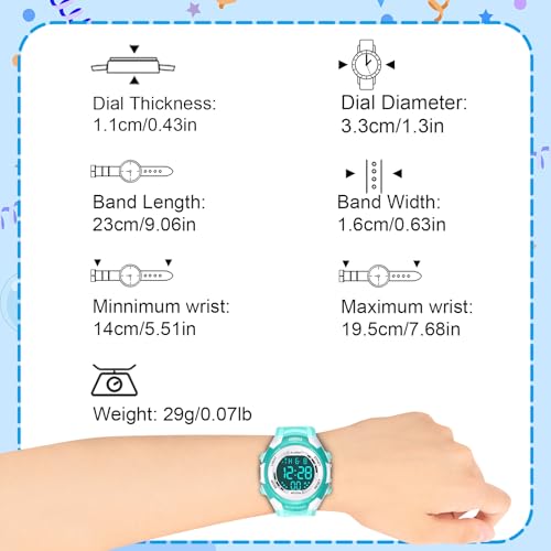 Juboos Kids Digital Watch with 7 Color LED Lights,Waterproof Running Sports Watches with Stopwatch,Alarm,Easy-to-Read Outdoor Children's Wristwatch for Boys Girls Ages 4-12