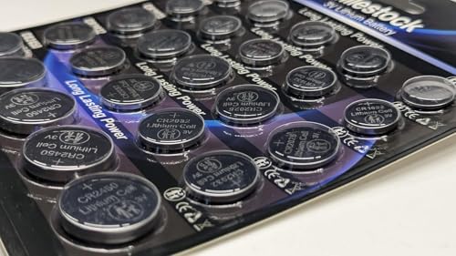 Milestock 25-Pcs 3V Lithium Button Battery Assortment CR1620 CR1632 CR2025 CR2032 CR2450 for Car Key Fob, Sensors, Scales, Candles, Watch, Toy Remote and More