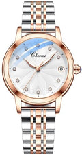MASTOP Women's Sapphire Watches Automatic Steampunk Self Winding Mechanical Gold Bracelet Ladies Skeleton Wrist Watch Leather Strap for Ladies Famale (Steel Love)