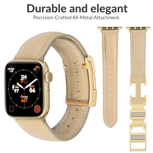 JSGJMY Leather Magnetic Band Compatible with Apple Watch Bands 38mm 40mm 41mm 42mm 44mm 45mm 46mm 49mm for Women Men，Top Grain Leather Designer Replacement Strap for iWatch Ultra SE Series11/10/9/8/7/6/5/4/3/2/1