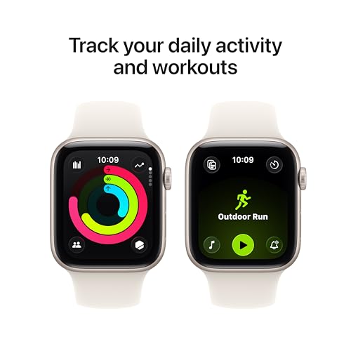 Apple Watch SE 3 [GPS + Cellular 44mm] Smartwatch with Starlight Aluminum Case with Starlight Sport Band - M/L. Fitness and Sleep Trackers, Heart Rate Monitor, Always-On Display, Water Resistant