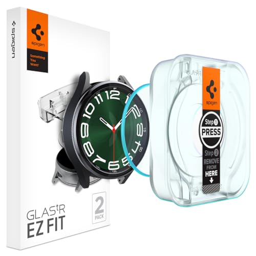 Spigen Tempered Glass Screen Protector [GlasTR EZ FIT] designed for Galaxy Watch 6 Classic (47mm) - 2 Pack