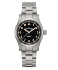 Hamilton Khaki Field Khaki Quartz Men's Watch, 38mm Stainless Steel Case, Swiss Made, Black Dial Analog Wrist Watch for Men, 50m Waterproof, Sapphire Crystal, Stainless Steel Strap