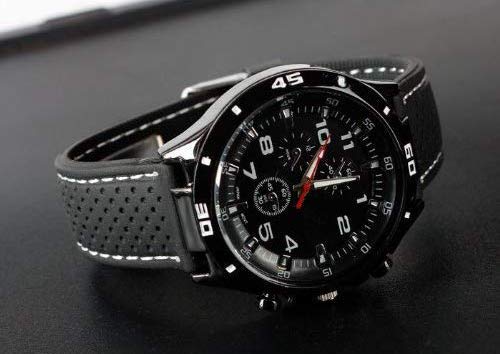 LsvtrUS Men's GT Racer Sport Watch Military Pilot Aviator Army Style Black Silicone Mens Watch