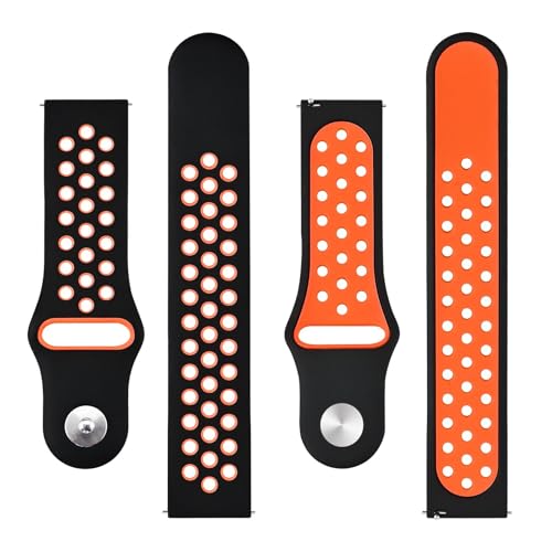 BISONSTRAP Watch Bands for Men and Women, Ventilated Silicone Watch Straps, Quick Release Sport Loop Band, 22mm, Black/Orange