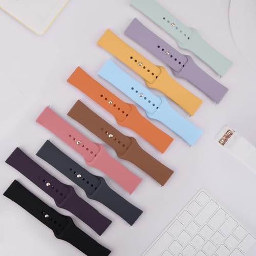 Meliya 4 Pack Silicone Watch Bands, 20mm 22mm Quick Release Soft Sport Replacement Watch Strap for Women Men (Cyan+Taro Purple+Pink+Starlight, 20mm)