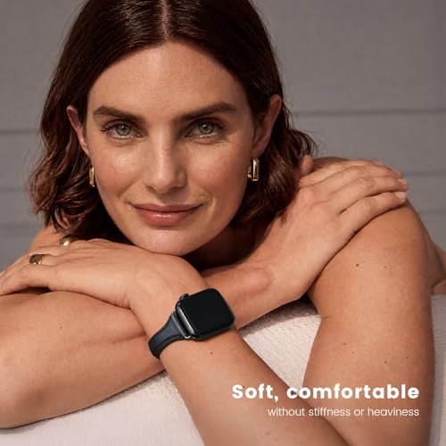 WFEAGL Compatible with Leather Apple Watch Band 41mm 40mm 38mm 42mm(series 11 10) Women, Top Grain Leather Strap Slim & Thin Replacement Wristband for iWatch Bands SE 3 2 1, Series 11 10 9 8 7 6 5 4 3 2 1