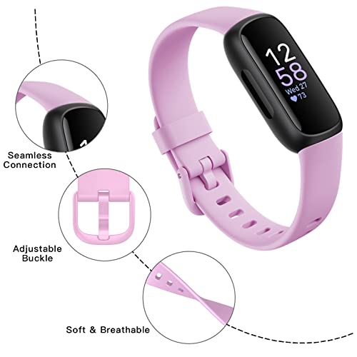 Farluya 10 Pack Compatible with Fitbit Inspire 3 Bands,Soft Sport Bands Silicone Replacement Wristband for Fitbit Inspire 3 Tracker Smart Watch for Women Men, Small