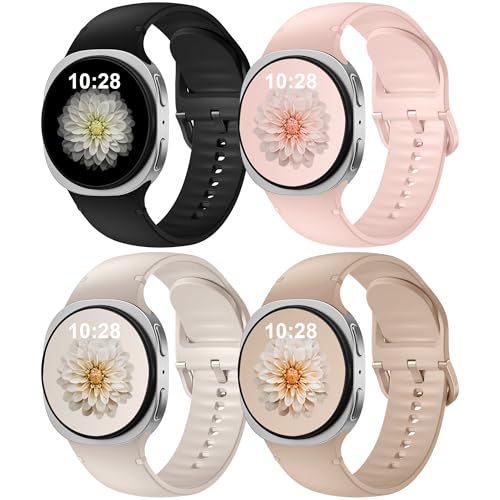 Lenrao 4 Pack Sport Silicone Band Compatible with Samsung watch 8 Bands 40mm 44mm, No Gap Soft Strap One Click Waterproof Replacement for Women Men