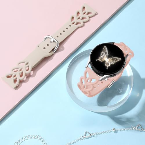 Wepro 20mm Thin Braided Silicone Bands for Samsung Watch Bands Women for Galaxy Watch 7 Band 6 5 4 FE 40mm 44mm 6 4 Classic 43mm 47mm 42mm 46mm Watch 5 Pro 45mm 3 41mm Active 2 Slim Lace Heart Strap
