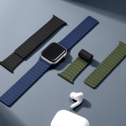 SNBLK Magnetic Watchband Compatible with Apple Watch Bands for Men 44mm 45mm 46mm 49mm 42mm Women, Silicone Sport Strong Magnets Strap for iWatch Series 11 ULTRA 3 ULTRA 2 SE 10 9 8 7 6 5 4 3 1, Black