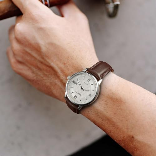 WOCCI 18mm Vintage Leather Watch Band for Men and Women, Gold Buckle (Dark Brown)