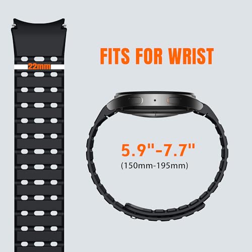 Bandletic Magnetic Silicone Band Compatible with Samsung Galaxy Watch 7 6 5 4 FE 40mm 44mm/for Galaxy Watch 6 4 Classic 43mm 47mm 42mm 46mm/Watch 5 Pro 45mm, 20mm No Gap Strap for Men Women, Black