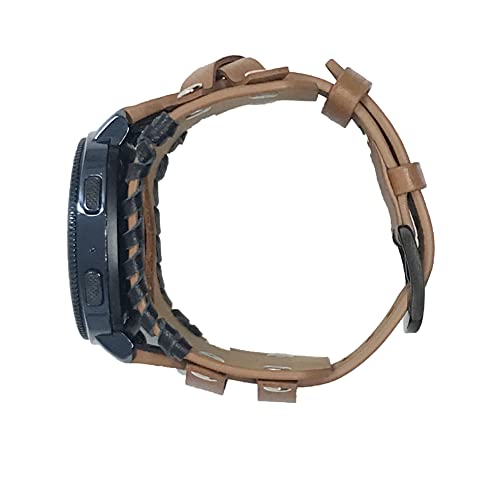 Powerhill 22mm Genuine Leather Cuff Watch Band,Compatible with Standard 22mm Band Width Watch, Galaxy Watch 46mm,Gear S3,Fossil Carlyle/Julianna/Explorist/Marsha,Brown B