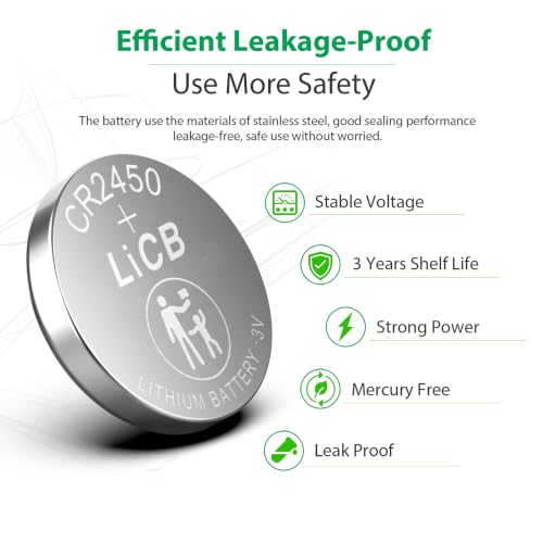 LiCB 10 Pack CR2450 Battery 3V Lithium CR 2450