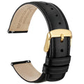 WOCCI 20mm Watch Band for Men and Women, Genuine Leather - Top Grain Leather, Quick Release Strap, Golden Buckle (Black)