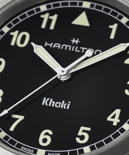 Hamilton Khaki Field Khaki Quartz Men's Watch, 38mm Stainless Steel Case, Swiss Made, Black Dial Analog Wrist Watch for Men, 50m Waterproof, Sapphire Crystal, Stainless Steel Strap