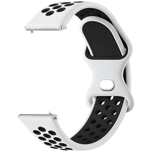 Meliya 20mm 22mm Watch Bands Quick Release Replacement Wristband, Soft Silicone Bands Breathable Sport Replacement Straps for Men Women (20mm, White-Black)