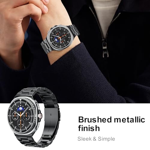 Metal Band Compatible with Samsung Galaxy Watch 8 40mm/44mm/Classic 46mm 2025,No Gap Business Stainless Steel Strap for Galaxy Watch8 Men Women,NOT for Other Models(Black)