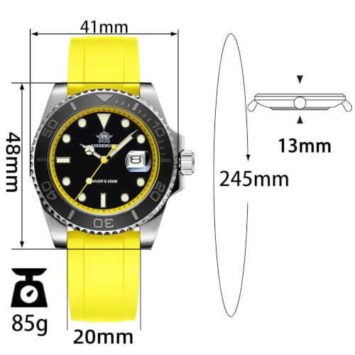 ADDIESDIVE Casual Men's Dive Watch 200 M Waterproof Luminous Yellow Rubber Band Analog Quartz Watches for Men