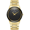 Bulova Mens Modern Millenia Gold Stainless Steel 2-Hand Quartz Watch, Black Dial Style: 97a183