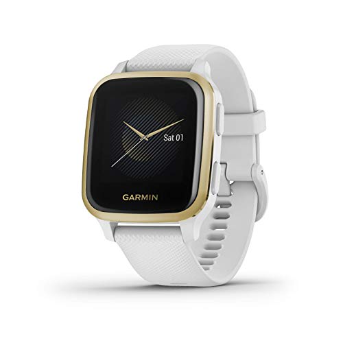 Garmin Venu Sq, 010-02427-01 GPS Smartwatch with Bright Touchscreen Display, Up to 6 Days of Battery Life, Light Gold and White (Renewed)