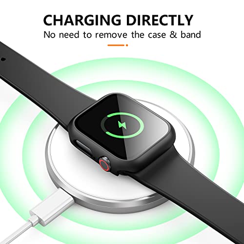 Mugust 3 Pack Case for Apple Watch SE 40mm Series 6 5 4 Hard PC Case with Tempered Glass Screen Protector Waterproof Anti-Scratch Ultra-Thin Protective Cover for iWatch 40mm (Black)