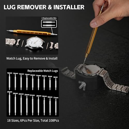 Singcci Watch Repair Kit, 151 PCS Professional Watch Battery Replacement Tool Kit, Watch Strap Bracelet Removal Tool with Carrying Case and Instructions