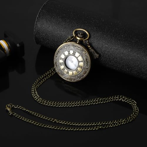 NEWITIN Vintage Pocket Watch Diameter Bronze Watch with Chain Costume Watches Accessories Pocket Watches
