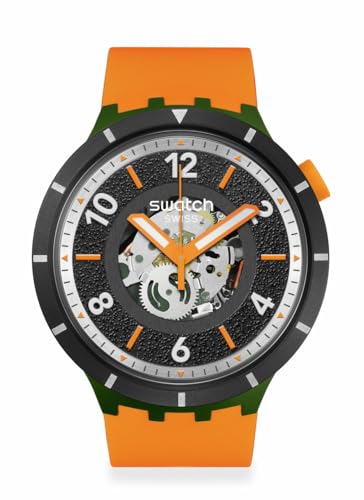Swatch Big Bold Bioceramic Unisex Watch Casual Polymer Orange Automatic Waterproof Fall-Iage