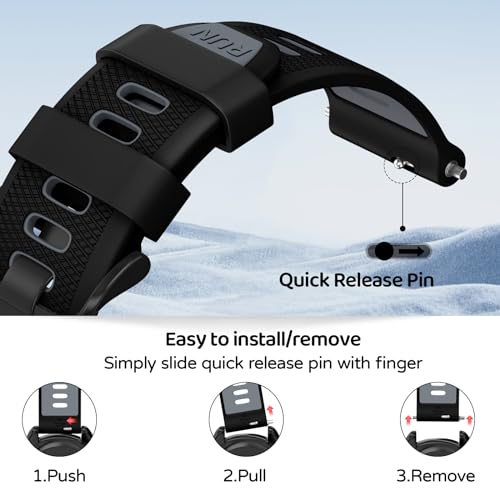 U-LIMVE Watch Band for Garmin Forerunner 265/Forerunner 255/Vivoactive 4/Venu 3/Venu 2, 22mm Quick Release Silicone Replacement Band