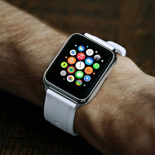 BISONSTRAP 20mm Silicone Watch Bands, Flexible Rubber Watch Straps for Men and Women, White with Silver Buckle