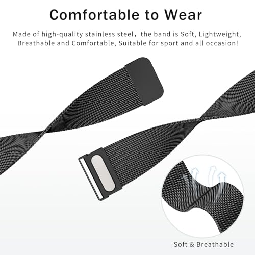 Meliya 20mm Watch Bands Stainless Steel Metal Quick Release Replacement Wristband Straps for Men Women (Black, 20mm)