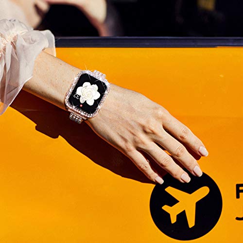 KADES Bling Case for Apple Watch 41mm with Built-in Screen Protector, Sparkling Rhinestone Protective Cover Compatible with Apple Watch Series 9 8 7 (41mm, Clear)