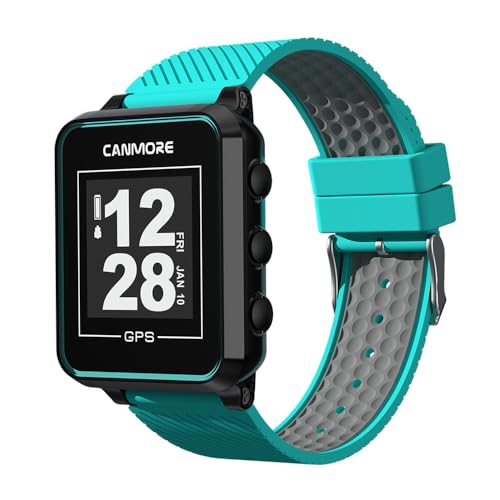 CANMORE TW353 Golf GPS Watch for Men and Women, High Contrast LCD Display, Free Update Over 41,000 Preloaded Courses Worldwide, Lightweight Essential Golf Accessory for Golfers, Turquoise/Gray