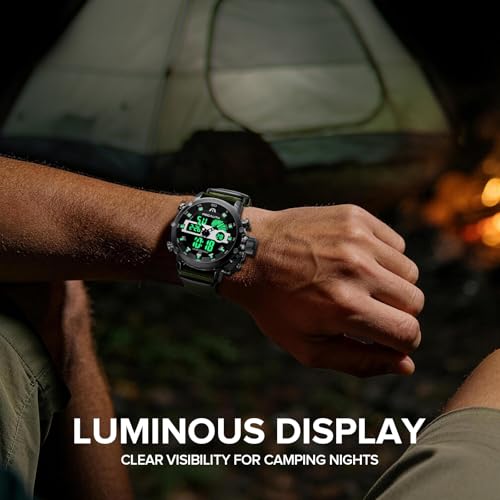 MEGALITH Military Watches for Men Digital: Tactical Wristwatch with Analog Dual Time Display - Waterproof Sport Heavy Duty Watch for Men with LED Alarm Stopwatch Date - Gifts for Him