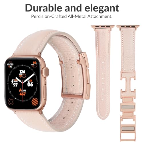JSGJMY Leather Magnetic Band Compatible with Apple Watch Bands 38mm 40mm 41mm 42mm 44mm 45mm 46mm 49mm for Women Men，Top Grain Leather Designer Replacement Strap for iWatch Ultra SE Series11/10/9/8/7/6/5/4/3/2/1