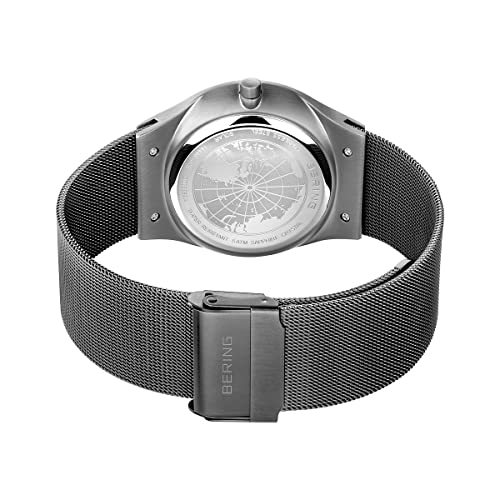 Bering Men's Solar Watch, 40 mm Stainless-Steel Case and Dial, Milanese Strap, Sapphire Crystal, 5 ATM, 14440, Grey/Silver, 40, 14440-077