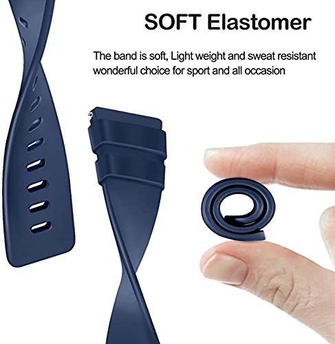 PACK 3 Soft Silicone Bands Compatible for Fitbit Versa 2 / Fitbit Versa/Fitbit Versa Lite Adjustable Sport Bands for Women Men Small Large (Black+Blue+Grey, Small)