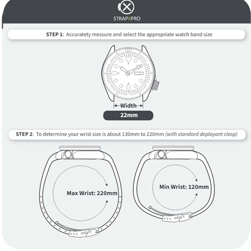 StrapXPro (SX1A) 22mm Watch Bands Men's Rubber Watch Strap Replacement for New Seiko 5 Sports SRPD, GMT Series, New SKX & SKX007 Series , Curved End Watchband for SKX007, SKX009，SRPD51, SRPD53, SRPD55K1, SRPD59K1, SSK017, SSK019, etc.