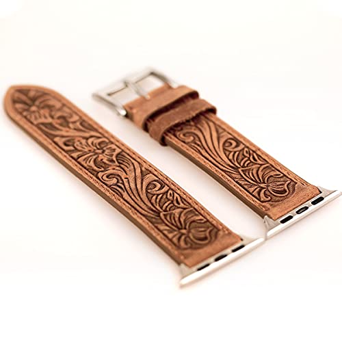 Falandi for Apple Watch Band Leather 42mm 41mm 40mm, Western Retro Leather Classical Replacement Smart Watch Band for iWatch Men Women Series 10 9 8 7 SE 6 5 (Retro Brown, 42/41/40mm)