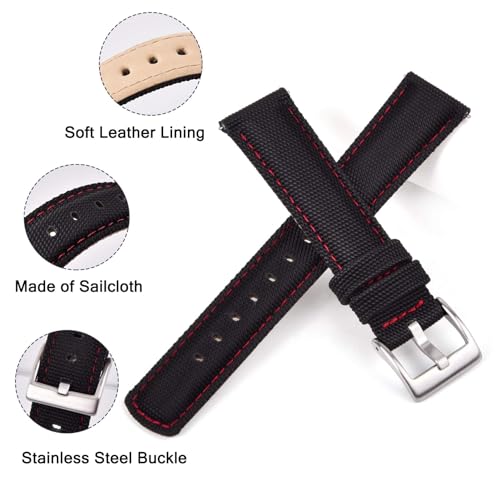 Ritche Sailcloth Watch Band Quick Release Watch Strap Compatible with Timex / Seiko / Fossil / Citizen Watch Bands for Men Women, 20mm, Sailcloth, no gemstone